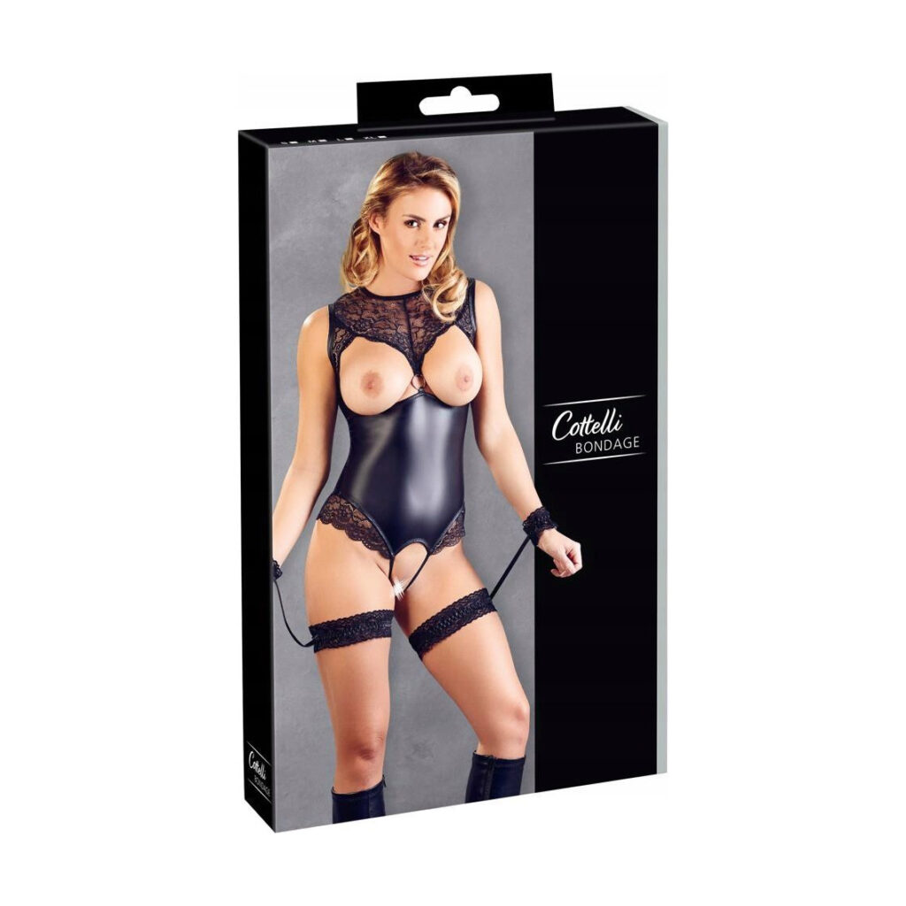 Body Cottelli Collection matowe z Koronką i Elementami Bondage M