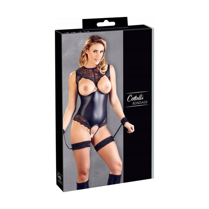 Body Cottelli Collection matowe z Koronką i Elementami Bondage M