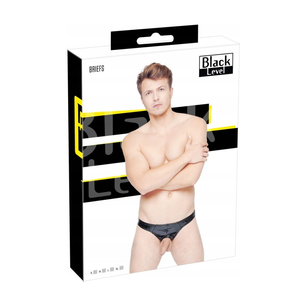 Figi Black Level Vinyl M Briefs Showm L czarne poliestrowa
