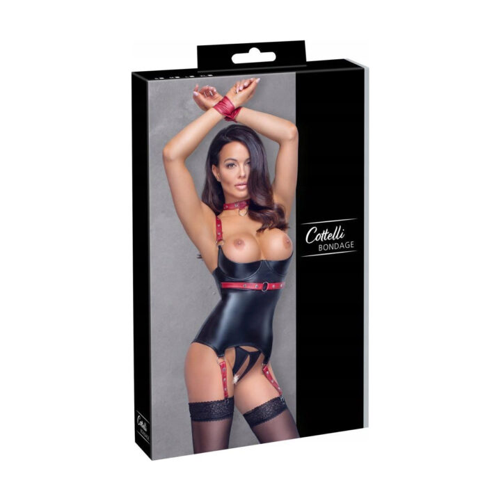 Komplet bielizny Cottelli BONDAGE ouvert czarno czarny S