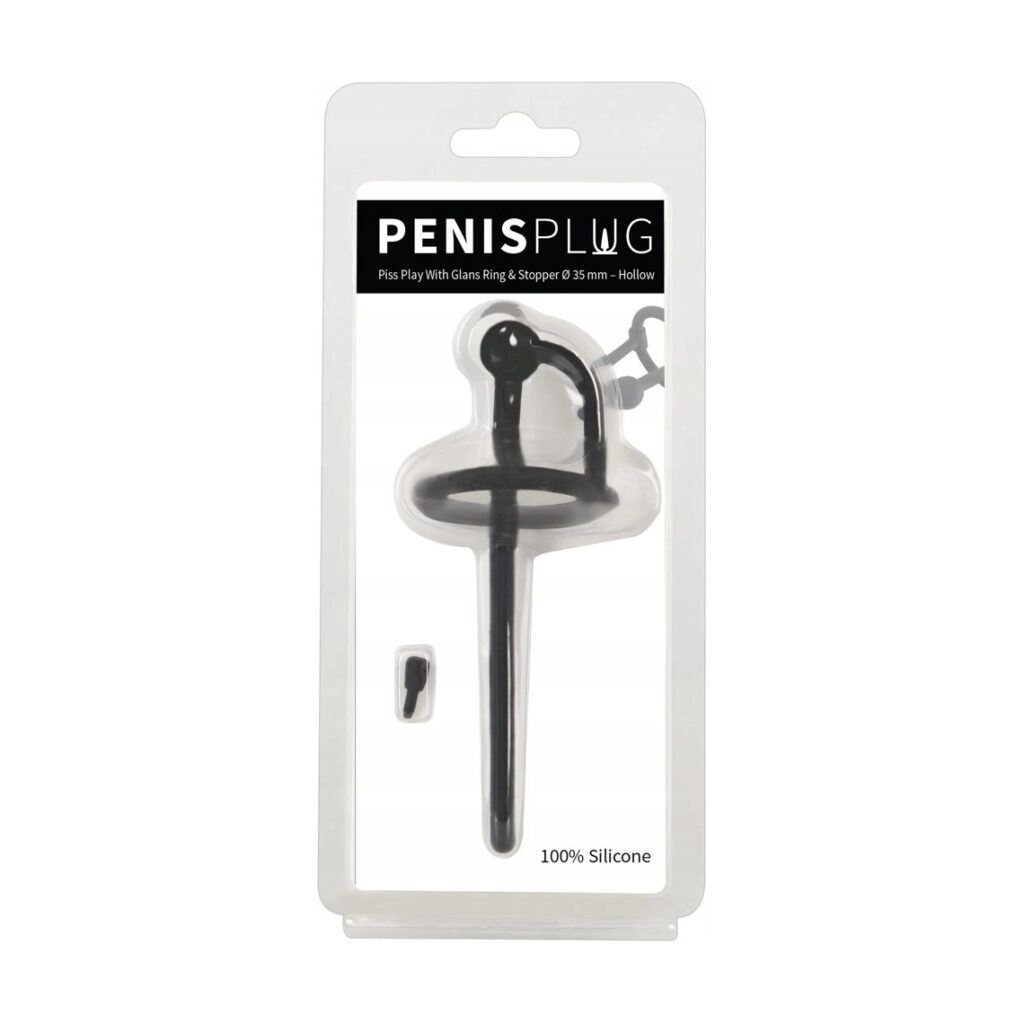 Korek analny Penisplug silikonowy Penis z zatyczką 12,7 cm czarny