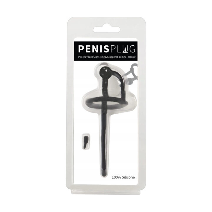 Korek analny Penisplug silikonowy Penis z zatyczką 12,7 cm czarny