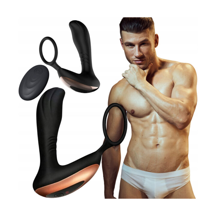 Masażer prostaty B-Series Magic z pierścieniem na jądra USB pilot 10 trybów