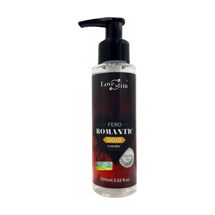 Olejek do masażu LoveStim Romantic Fero Cherry smakowy 100 ml złoty